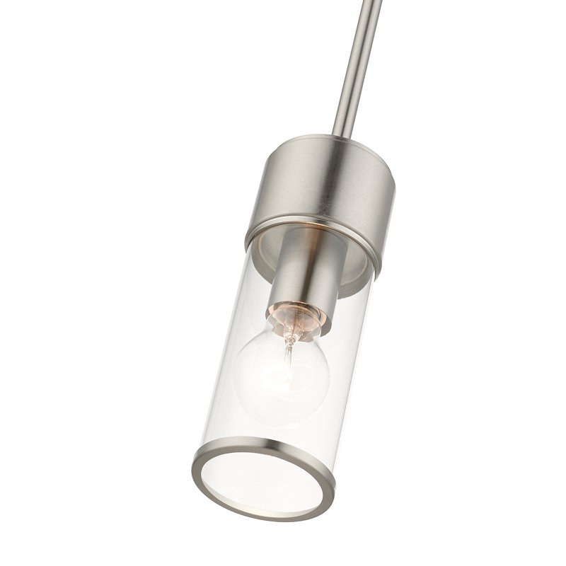 Luminaire suspendu cylindrique à 1 lumière Marciann, Nickel brossé