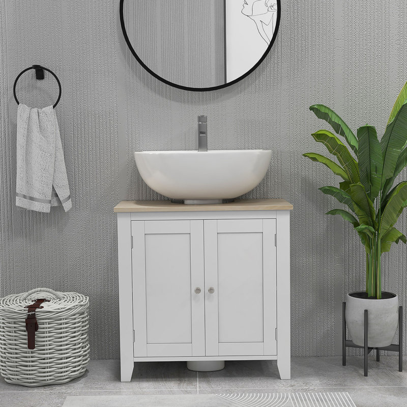 Bathroom Vanity Cabinet with U-Shape and Adjustable Internal Shelf (without Sink), Gray