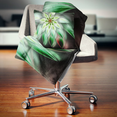 Oeuvre de fractale fleur verte - coussin à imprimé floral