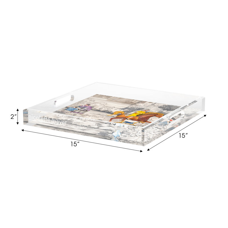 Plateau décoratif carré India India, 15"W x 15"D x 2"H
