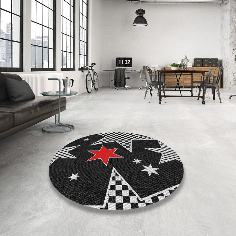 Tapis noir Pineview, Rond 7 pi