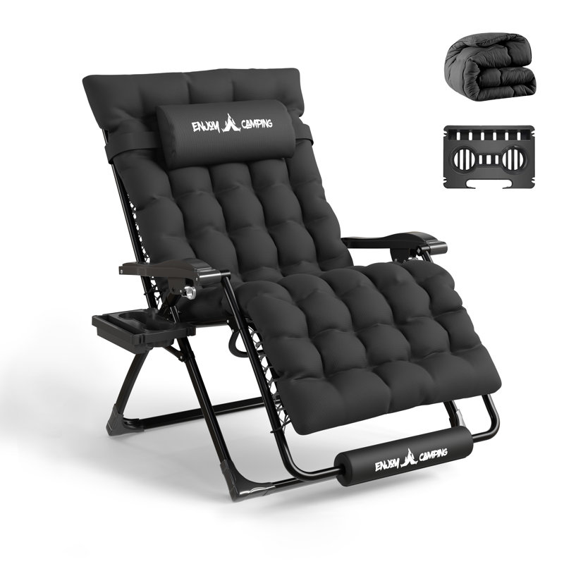 Oversized XXL Zero Gravity Chair With Detachable Cushion & Headrest Cup Holder, 33-Inch Wide Reclining Lounge Chair For Indoor And Outdoor Use