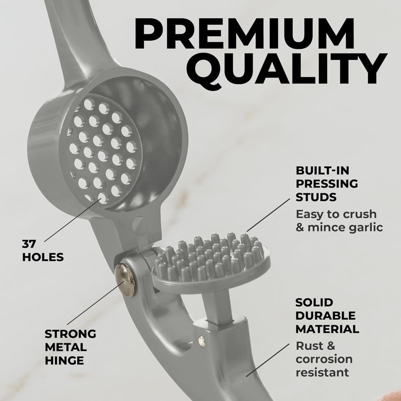 Zulay Kitchen Premium Garlic Press, Gray