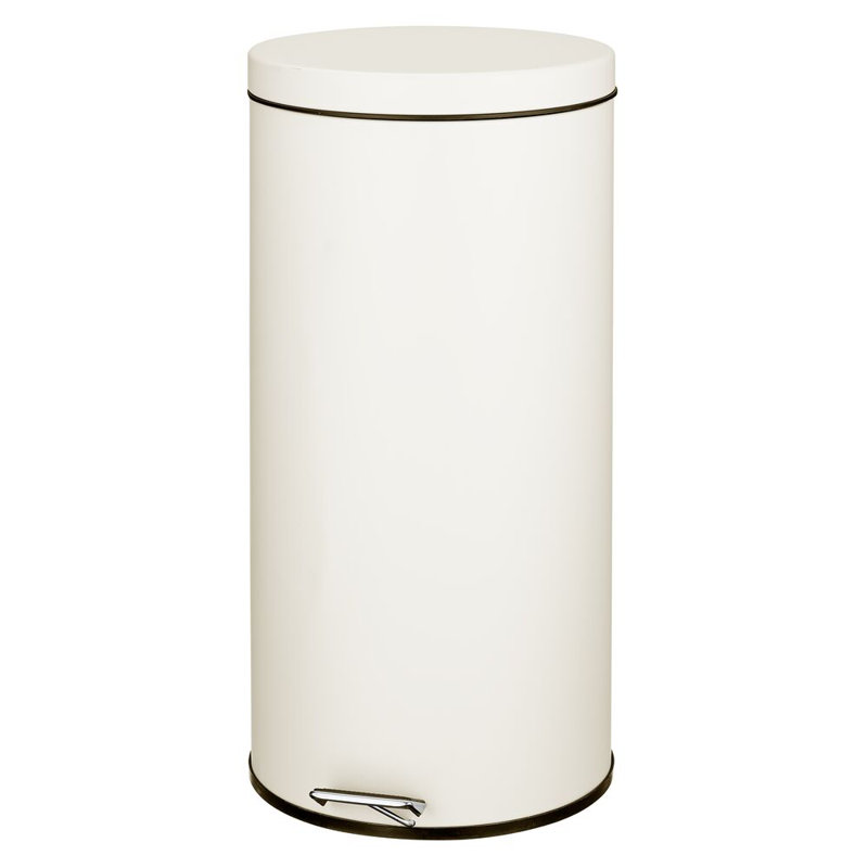 iDesign Steel 7.9 Gallon Round Kitchen Step Trash Can, Cream