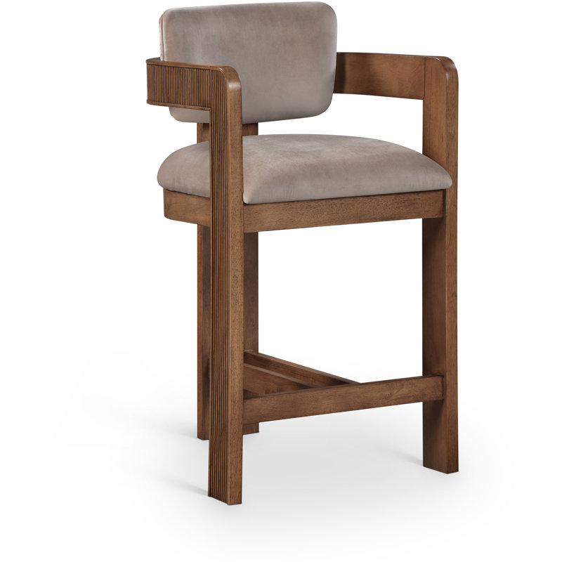Tabouret rembourré Sacha Howley, Brun, Taupe, Velours