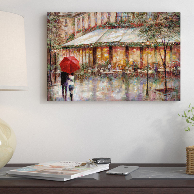 «Les Deux Amants», reproduction d'art sur toile, H 18 po x l 26 po x P 1,5 po, Toile avec cadre noir, Pas de tapis