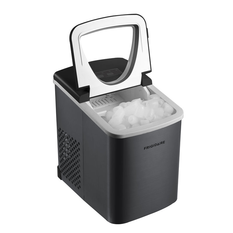 Frigidaire 26 lbs. Capacity Countertop Ice Maker, Bullet Ice Maker with Transparent Window, Black Stainless