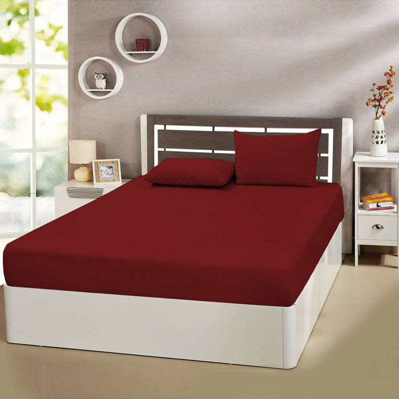 Ewoud Super Soft Microfiber Fitted Sheet – 25cm Deep Pocket, Brushed Finish, Red, Super King (6')