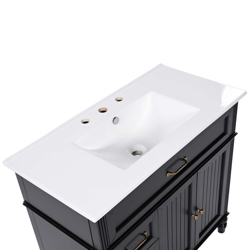Meuble-lavabo 36 po avec lavabo, Noir