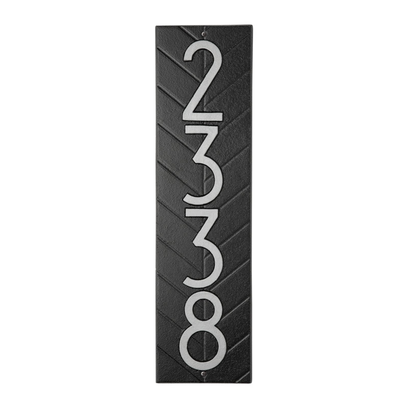 Mid-century Modern Herringbone Vertical Wall Plaque, Black/Silver, Yes