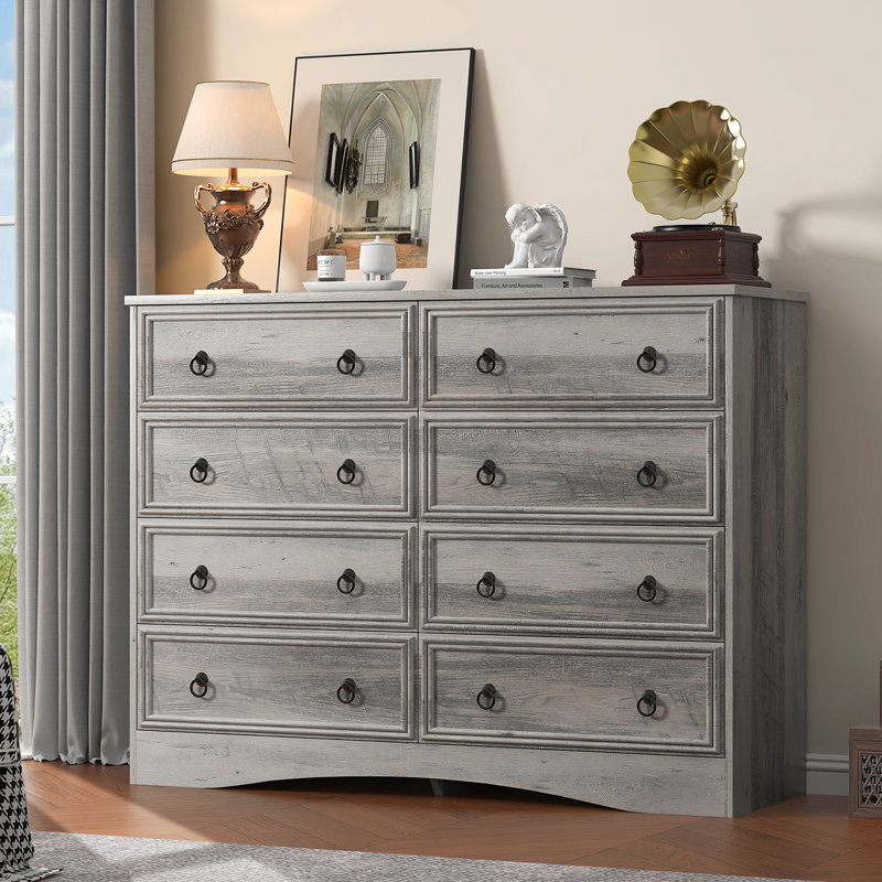 8 Drawer Dressers for Bedroom, Wood Chest of Drawers,  Large Long Storage for Clothes, Vintage Design, for Living Room, Bedroom, Hallway