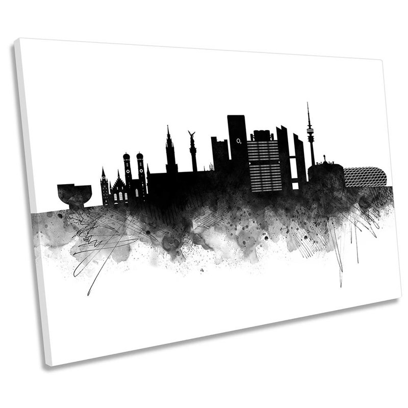 Munich City Skyline - Wrapped Canvas Print, 30.5cm H x 45.7cm W x 2cm D