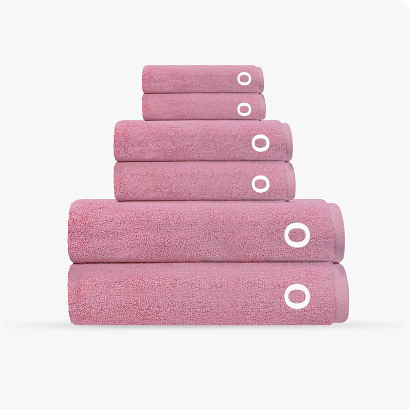 Monogrammed Cloer 6 pcs Turkish Towels Set, O, Pink