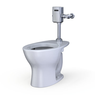Tornado Flush Commercial Flushometer Floor-Mounted Toilet, Elongated, Cotton White