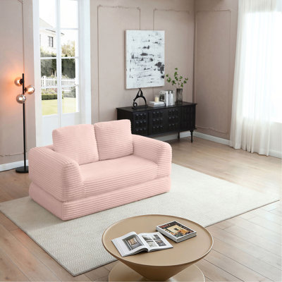 Canapé-lit pliant convertible 2-en-1, canapé-lit en velours côtelé moderne avec 2 * coussins, causeuse modulaire rembourrée et désossée avec lit escamotable, canapé-lit modulaire pliant pour le salon