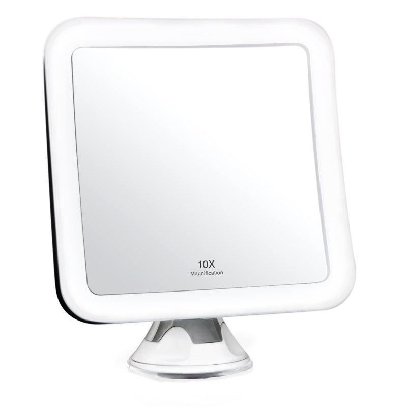 Sleek White 10X Magnification LED Wall Mounted Makeup Mirror