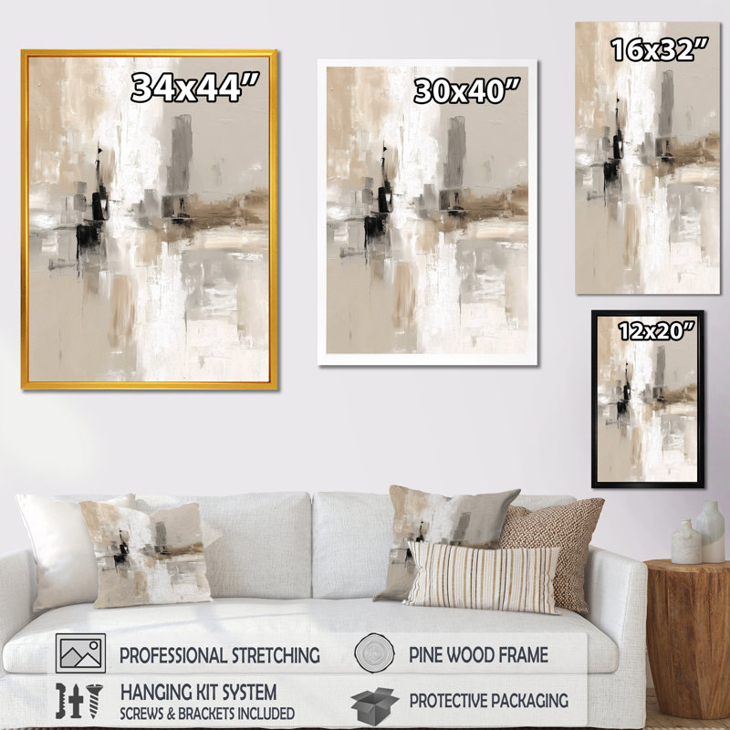 «Brown and Black Brushstroke», peinture abstraite sur toile cubique, art mural abstrait brun, H 44 po x l 34 po, Noir
