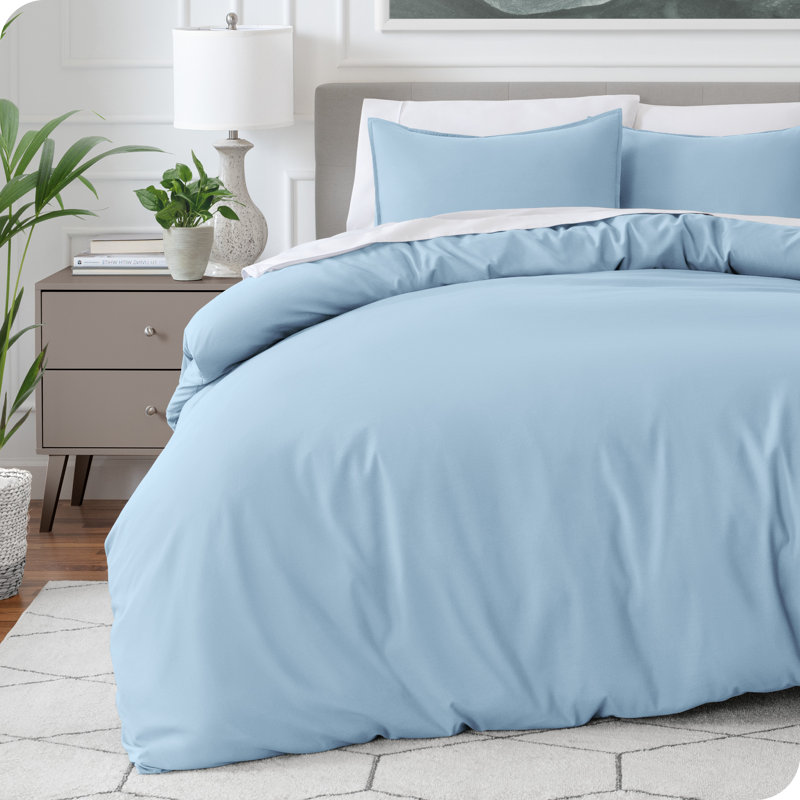 Ensemble de housse de couette et taie décorative en microfibre de qualité supérieure, Bleu clair