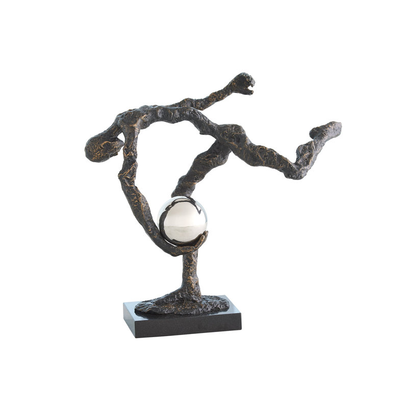 Tripped Up Sculpture-Bronze W/Nickel Sphere