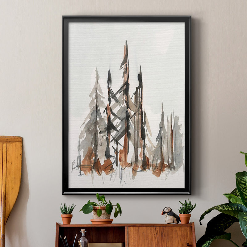 «Rustic Evergreen II», reproduction encadrée de qualité supérieure - prête à être accrochée, Noir