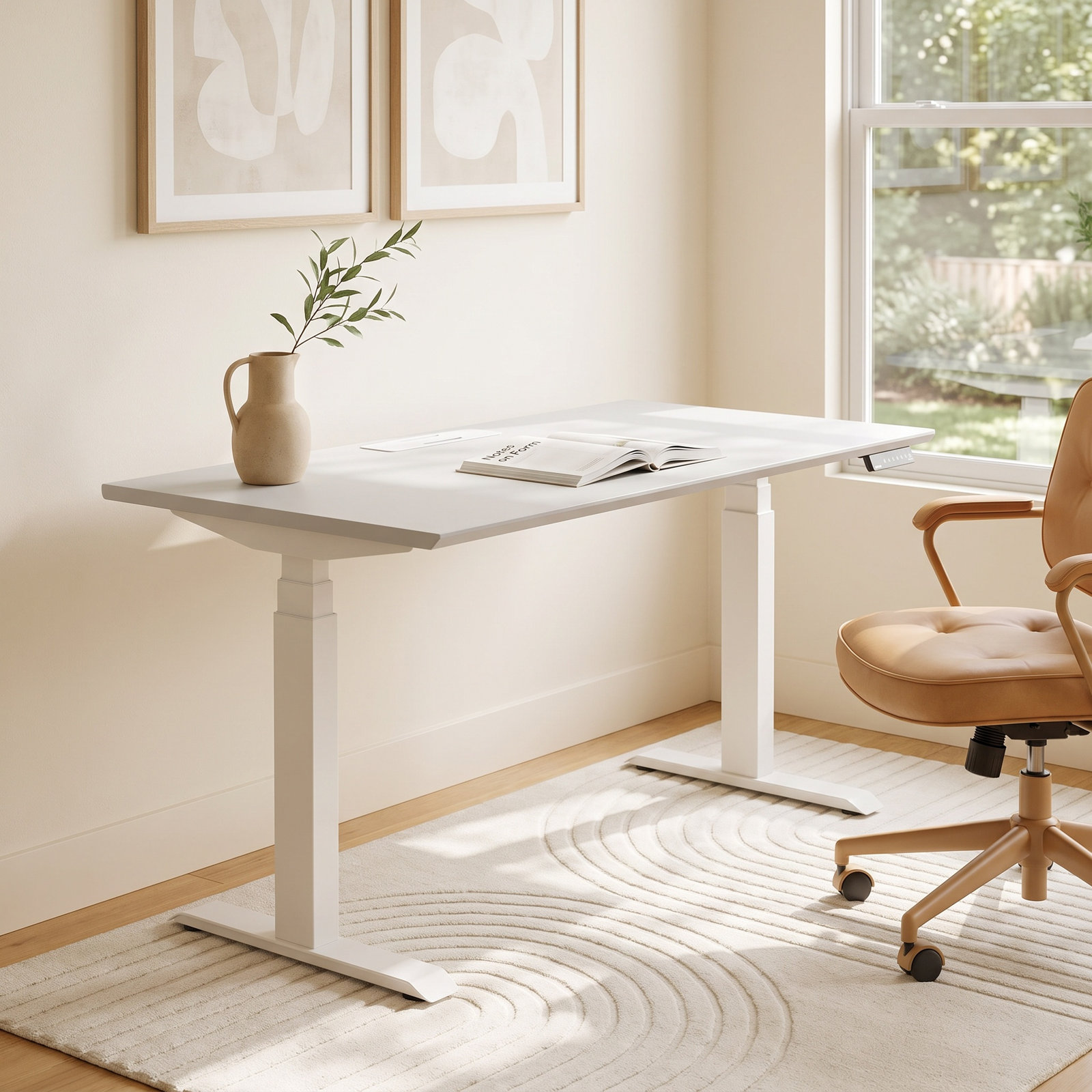 Standing Desk, 52" H x 60" W x 30" D, Fog, White