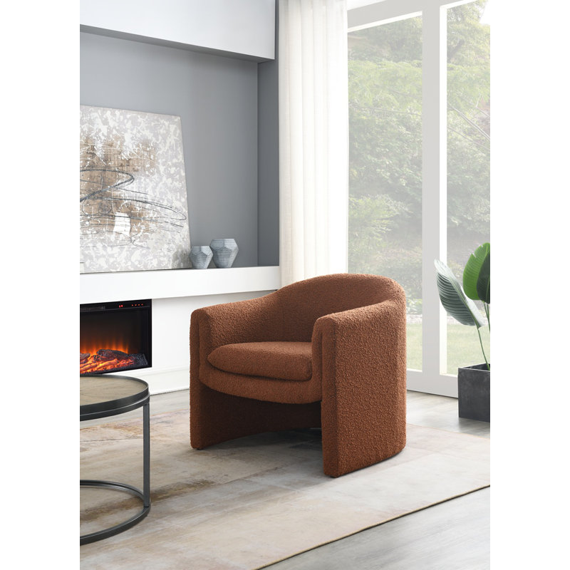 Boucle Tufted Club Chair, Orange