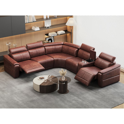 Power Recliner Sofa Set, Reclining Sectional Sofa With Adjustable Headrest & Power Recline, Breathable Leather With Storage Console & USB Ports, Easy Assembly Living Room Furniture Sets