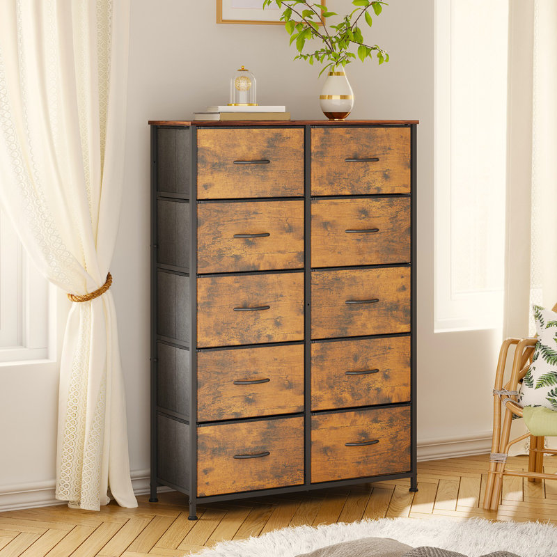Cecilla 10 Drawer Dresser For Bedroom, Tall Dresser For Storage With Woonden, Sturdy Frame, Chest Of Drawers For Living Room, Closet, Hallway