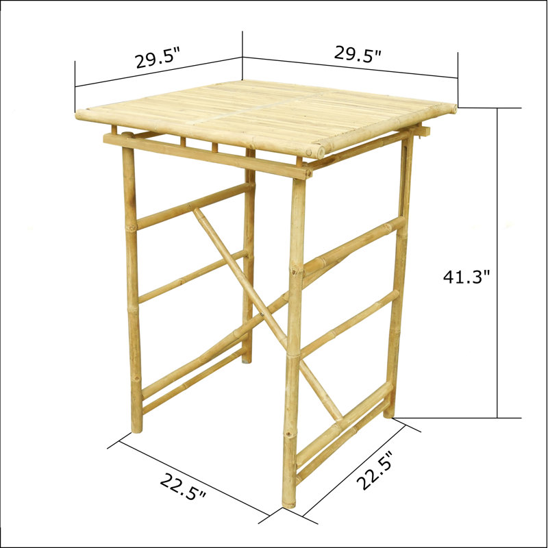 Table de bar pliante en bois massif Haxtun, Brun