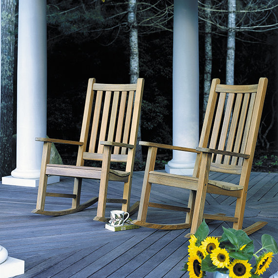 Charleston Teak Outdoor Rocker Chair, Smoke