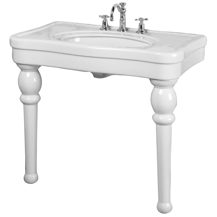 Barclay Versailles White Fireclay Rectangular Bathroom Sink with Overflow