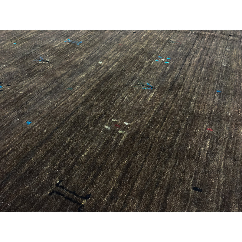 Gabbeh Wool Area Rug in Dark Brown