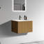 Meuble-lavabo mural Quandro 30 po - Chêne naturel rayé avec lavabo en céramique blanc Fixation de coins flottants sécurisés et commodes-121112964-121112965