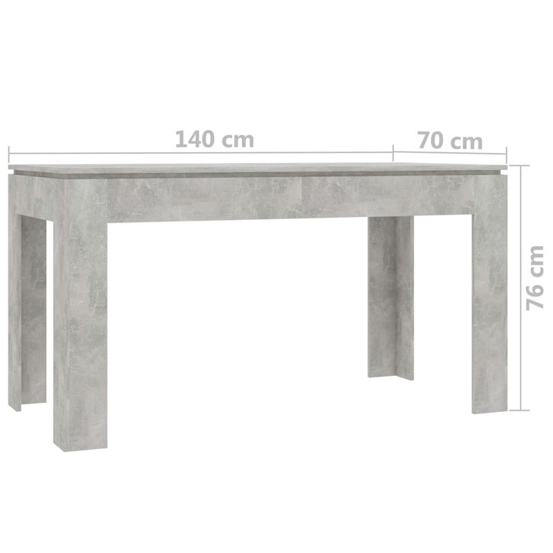 Haswell Dining Table, Concrete Grey, 29.9" H x 47.2" L x 23.6" W
