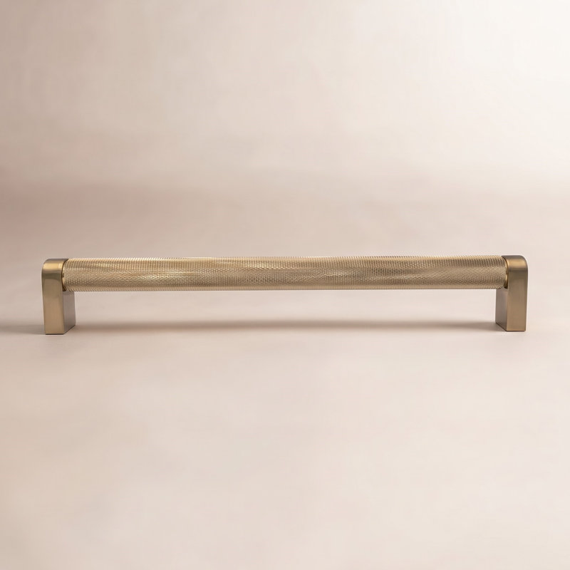 Kent Knurled 12" Center to Center Satin Brass Bar Drawer Pull Multipack, Satin Brass, 12"