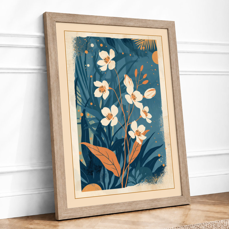 Garden In Teal Botanical - Print, Oak, A3 - 42.0 x 29.7 cm