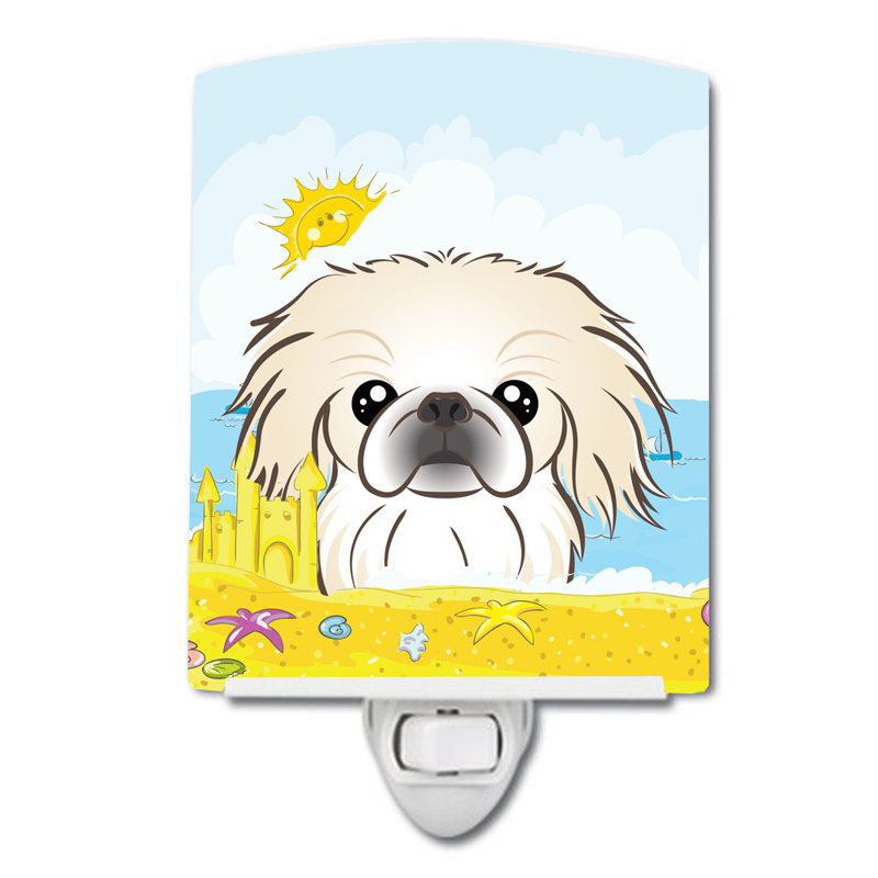 Jack Russell Terrier Summer Beach Ceramic Night Light, Pekingese