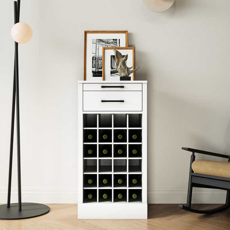 Armoire modulaire pouvant contenir 28 bouteilles de vin - rangement contemporain et pratique de 28 buffets, Blanc