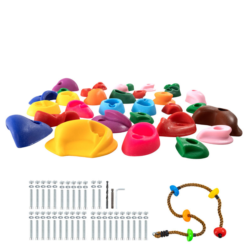 32 prises d'escalade avec quincaillerie de corde d'escalade colorée