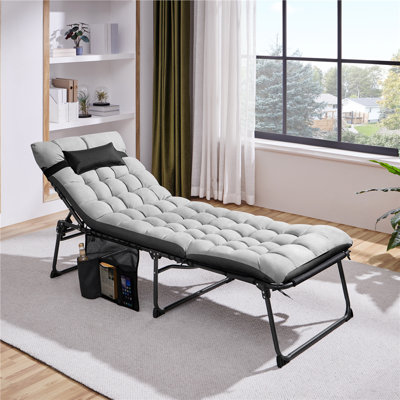 Outdoor Folding Tanning Chair Portable Beach Lounging Bed with Removable Padded Cushion by Yaheetech