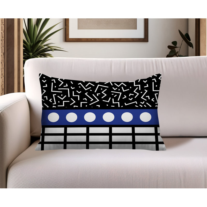 Oreiller rectangulaire réversible intérieur / extérieur Poptik, Rectangulaire H 14 po x l 20 po, Marine