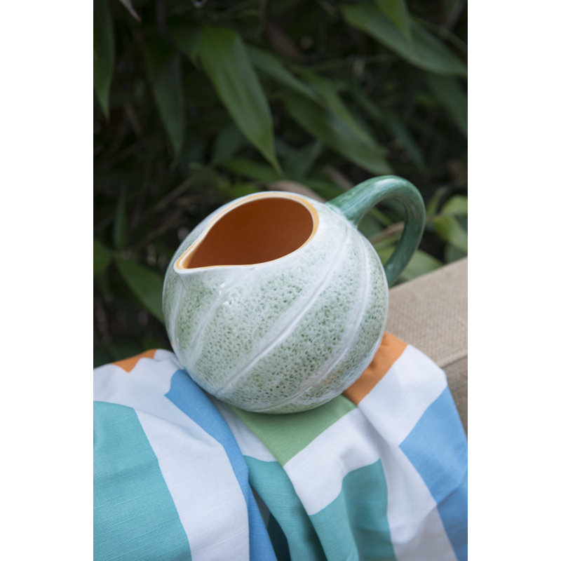 Green and White Melon Earthenware Pitcher