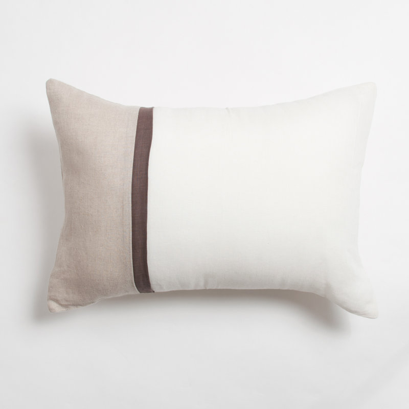 Bolster Pillow Cover & Insert, Ivory/Brown