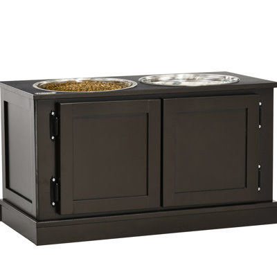 Grands bols surélevés pour chien - Mangeoire surélevée avec rangement, acier inoxydable, intérieur, café, style moderne pour l'utilisation gracieuse des chiens, bol pour animaux de compagnie