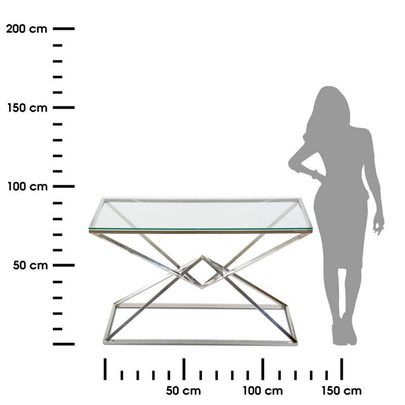 Eyler 120cm Glass Top Console Table, Silver, Transparent