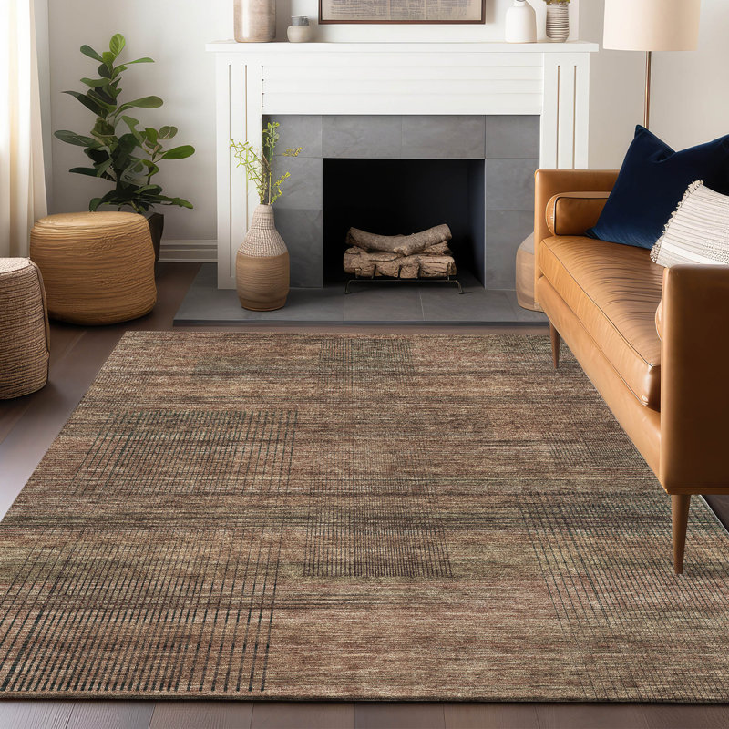 Premium Machine Washable Prisco Paprika Rug, Rectangle 2'6" x 3'10"