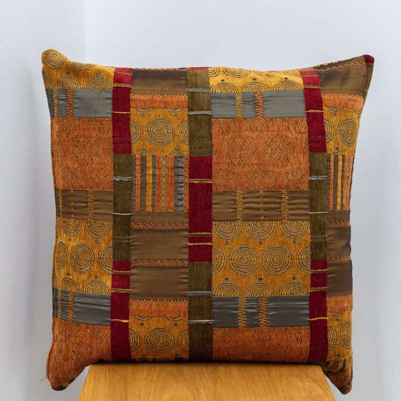 Moroccan Patchwork Cushion in Terracotta, 58x58cm, Feather filled