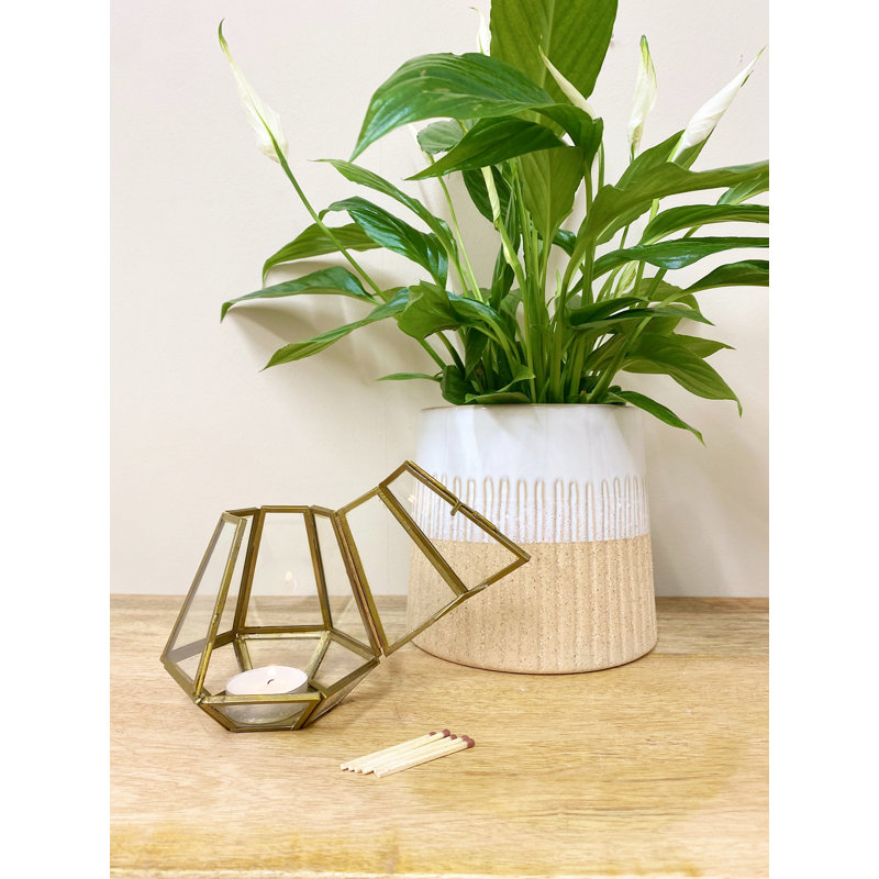 Glass Tabletop Tealight Holder, 10 cm H x 10 cm W x 10 cm D