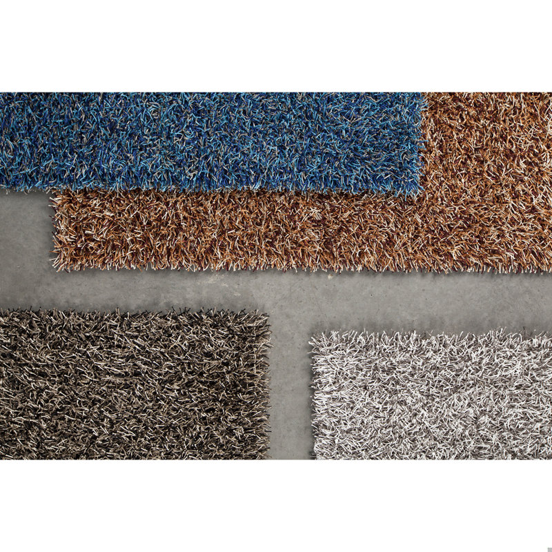 Heston Authentic Hand Woven Handmade Triple-Mixed Black, White & Gray Modern Abstract Polyester Shag Area Rug