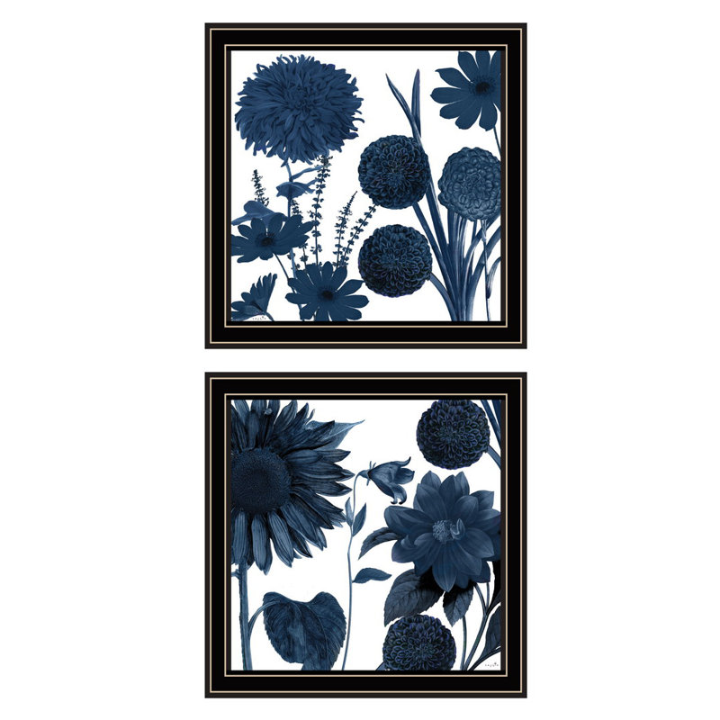 «Sunflower Blues», vignette 2 pièces par Sophie 6, prête à être accrochée, reproduction encadrée, Noir